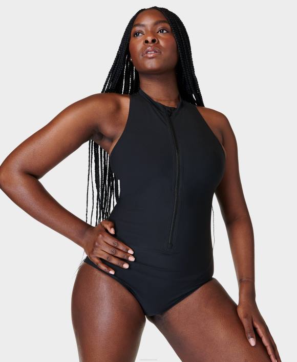 Black A Sweaty Betty Women Vista Xtra Life High Neck Swimsuit B4JV571
