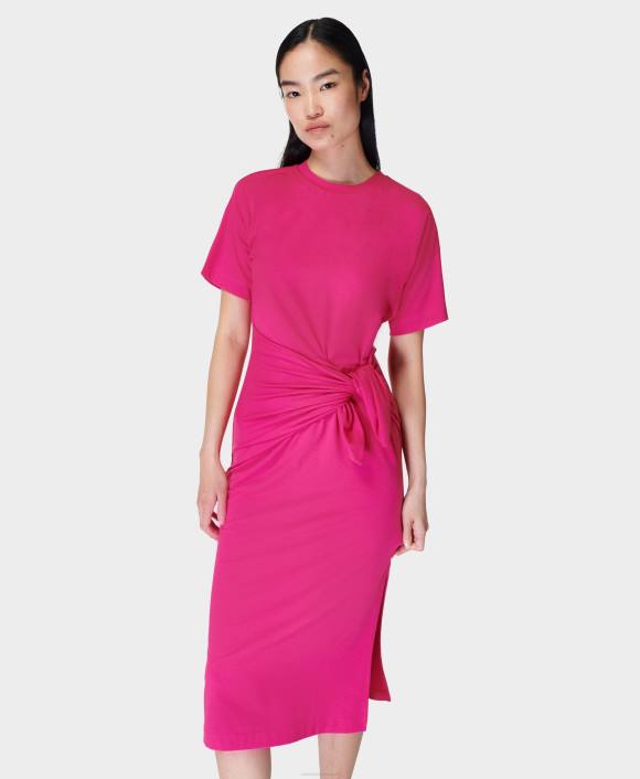 Framboise Pink Sweaty Betty Women Knot Front Midi Dress B4JV873