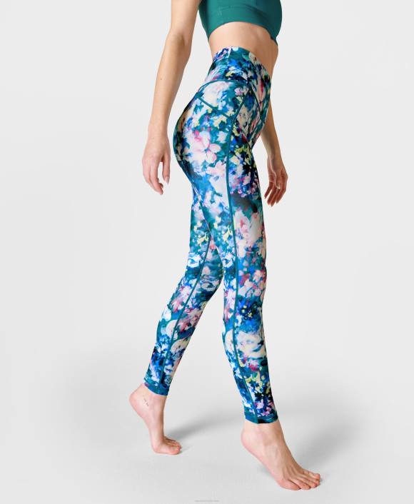 Blue Ocean Floral Print Sweaty Betty Women All Day Leggings B4JV534