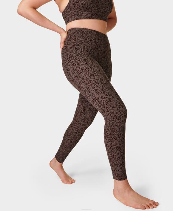 Brown Leopard Markings Print Sweaty Betty Women Super Soft Yoga Leggings B4JV181