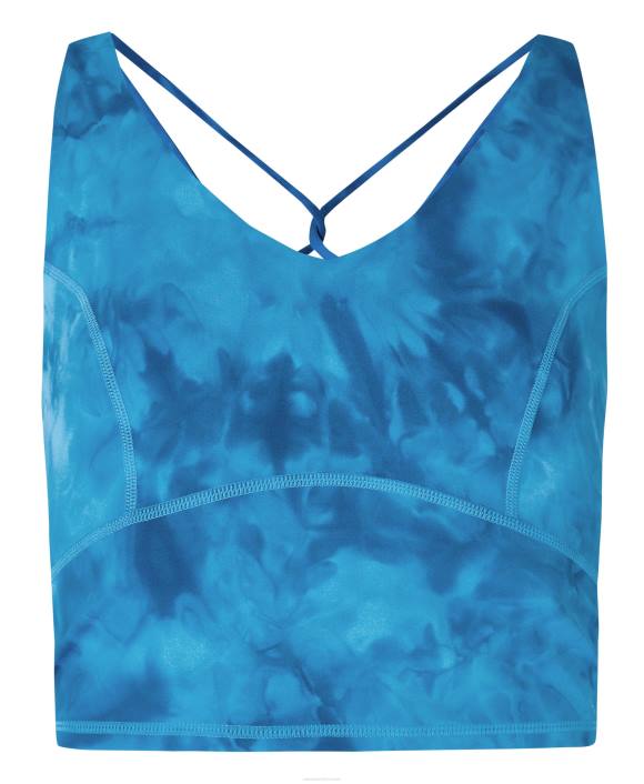 Blue Spray Dye Print Sweaty Betty Women Super Soft Strappy Back Workout Tank B4JV918